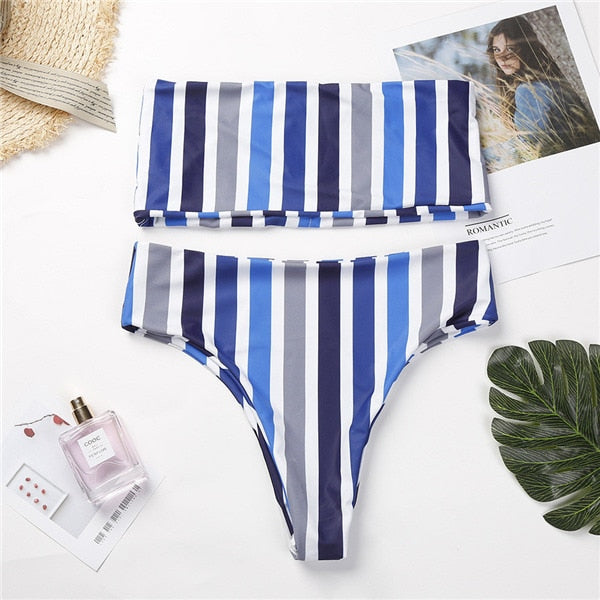 Valley Girl Two Piece High Cut Swim Set