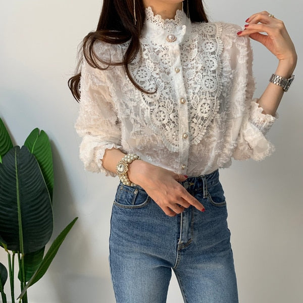 Vintage Crochet Lace Blouse