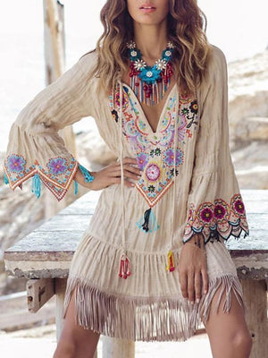 Long Sleeve BoHo Beach Dress