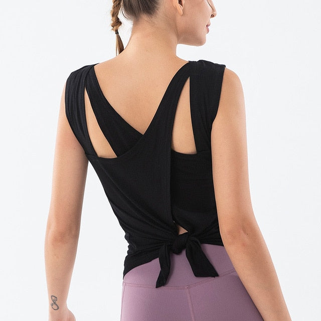 Mesh Yoga Cross Back Tops