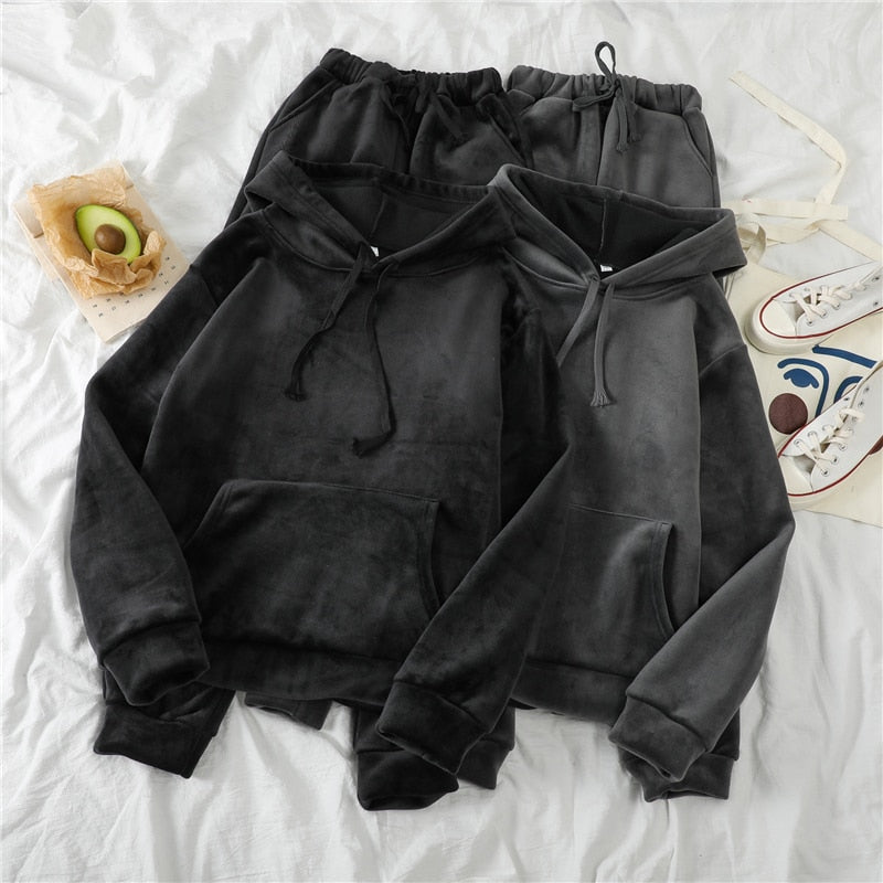 Faux Suede Hoodie and Jogger Set