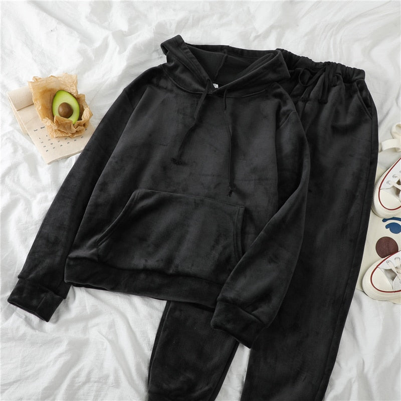 Faux Suede Hoodie and Jogger Set