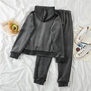 Faux Suede Hoodie and Jogger Set