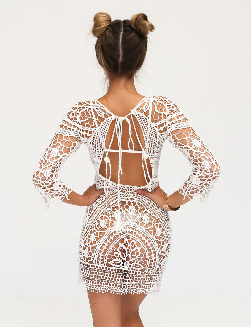 Crochet Backless Beach Dress