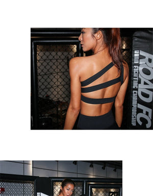 One-Shoulder Caged Back Crop Top