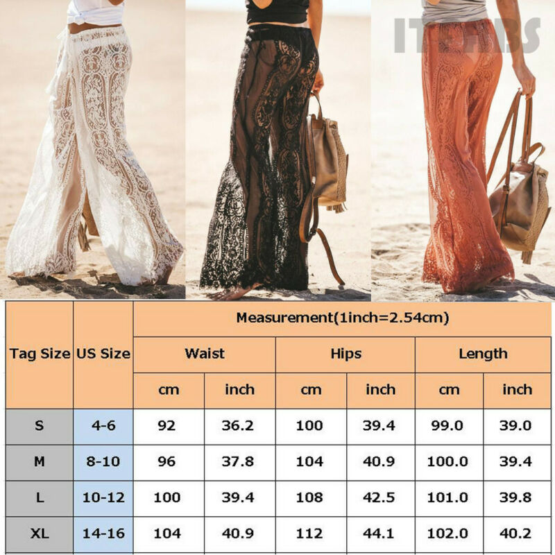 Lace Split Mesh Beach Cover-UP Pants