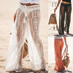 Lace Split Mesh Beach Cover-UP Pants