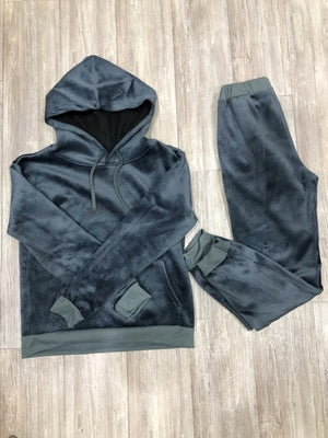 Faux Suede Hoodie and Jogger Set