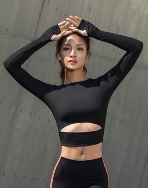 Long Sleeve Cut Out Yoga Top