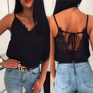 Silk Lace Backless Vest