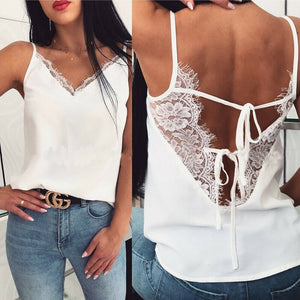 Silk Lace Backless Vest