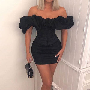 Off Shoulder Ruffled Mini Dress