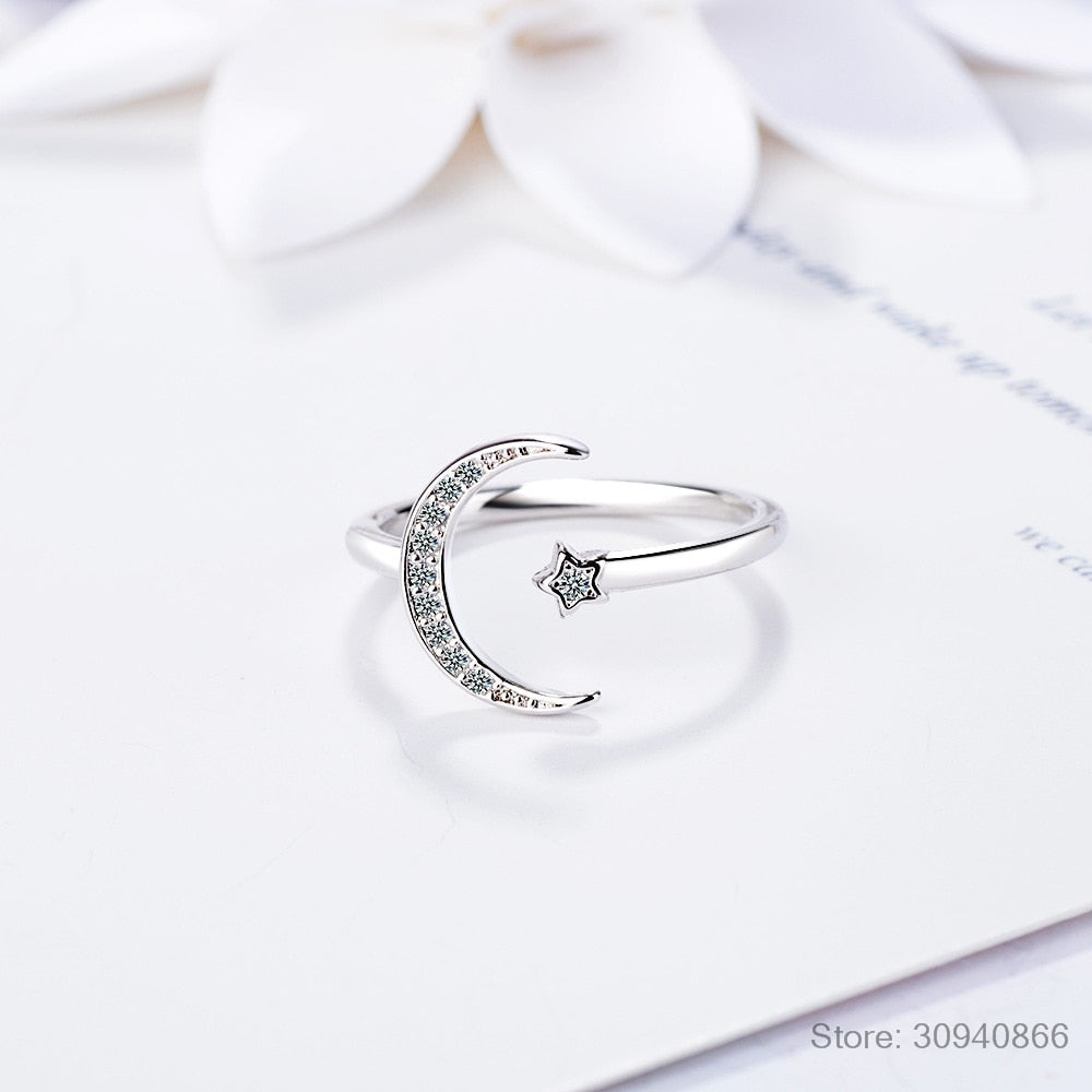 Sterling Silver Fine Crescent Moon Ring