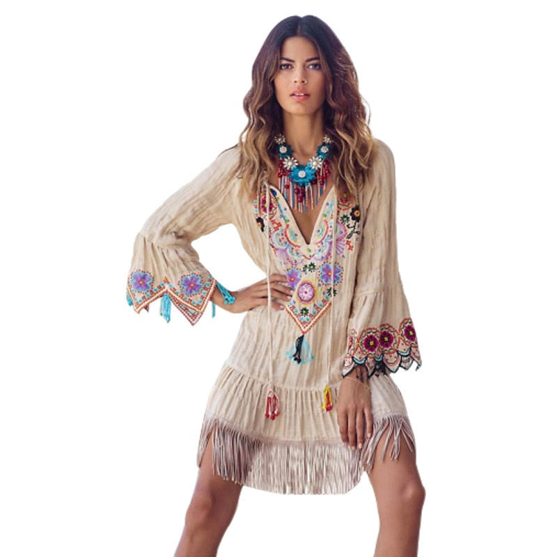 Long Sleeve BoHo Beach Dress