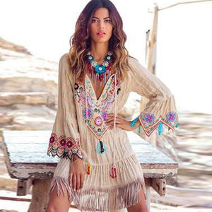 Long Sleeve BoHo Beach Dress