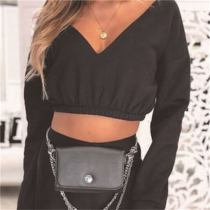 Off Shoulder Long Sleeve Crop Top