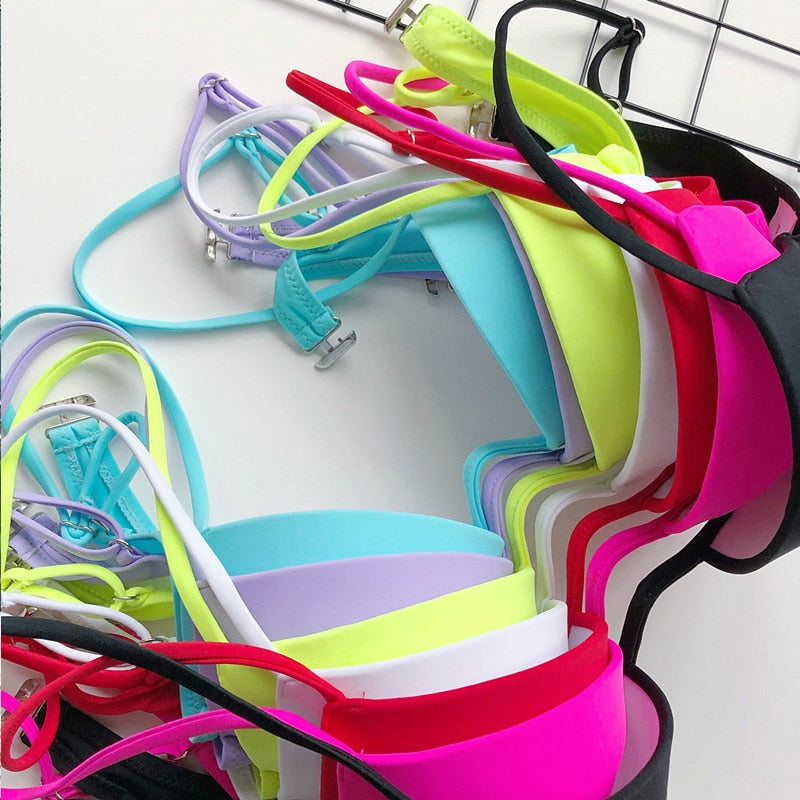 Two Piece Neon Push Up Bikini Set