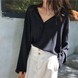 Loose Long Sleeve Chiffon Blouse