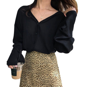 Loose Long Sleeve Chiffon Blouse