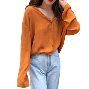 Loose Long Sleeve Chiffon Blouse