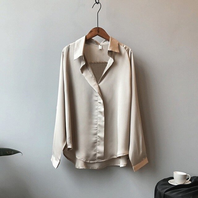 V-neck Solid Long Sleeve Blouse