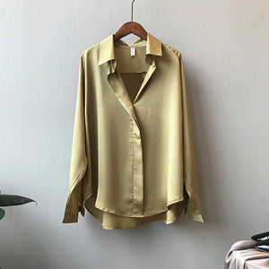 V-neck Solid Long Sleeve Blouse