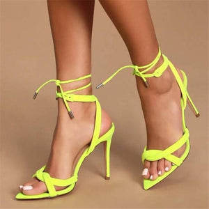 Cross Tied Lace Up Peep Toe Pump