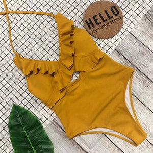 Ruffled One Piece Bikini Set