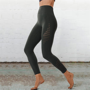 Mesh Insert Tummy Control Compression Yoga Pants