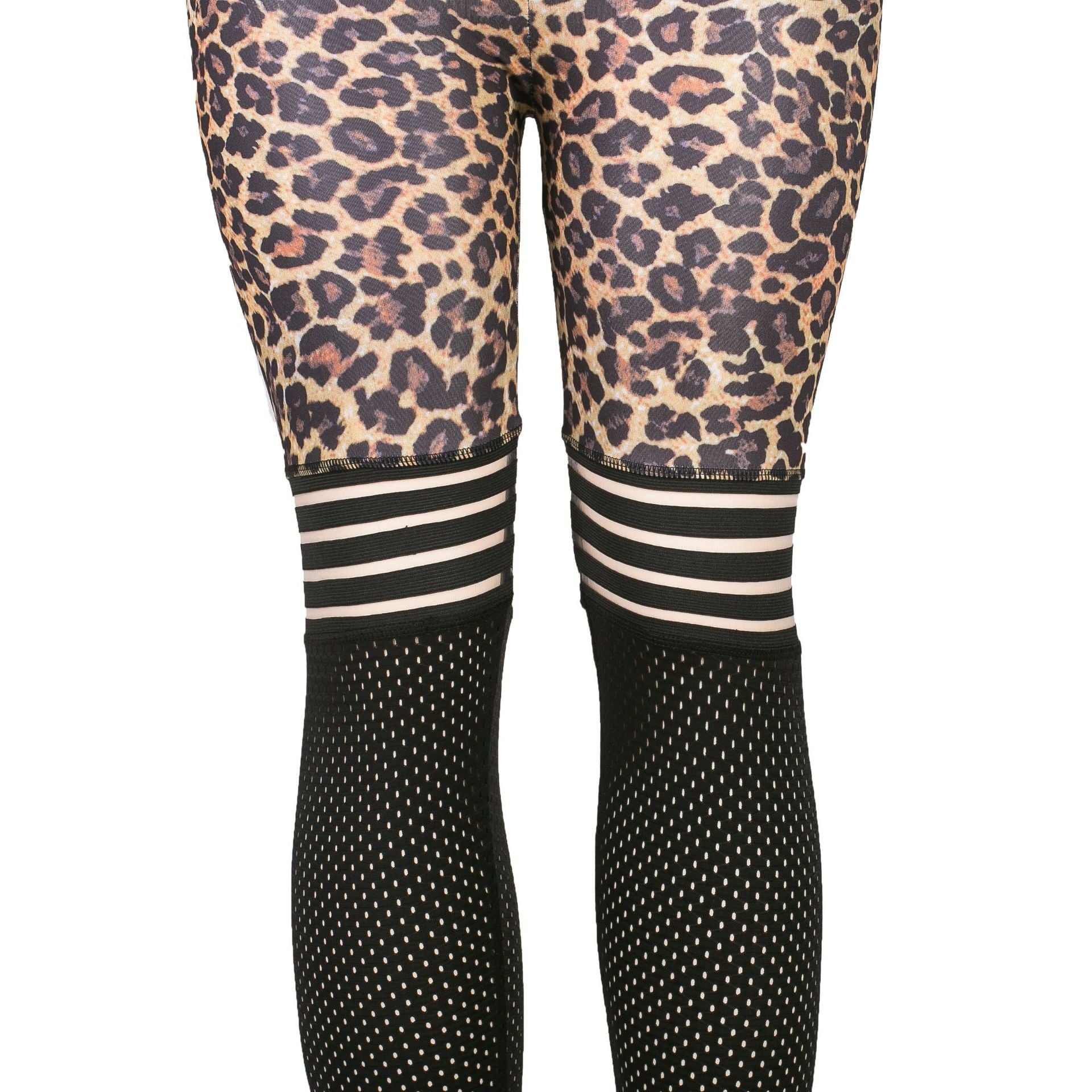 Leopard Print Mesh Patchwork Leggings