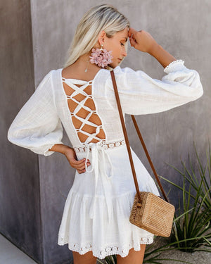 Backless lace-up mini dress