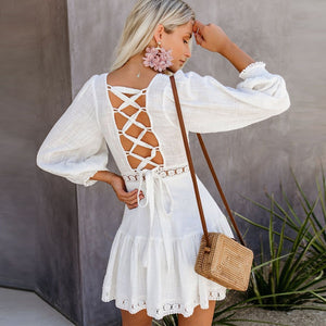 Backless lace-up mini dress