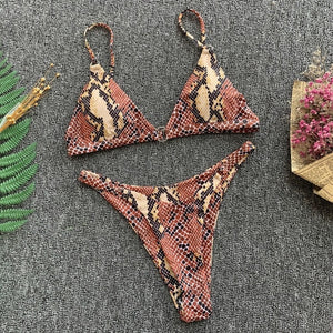 Two Piece Snake Skin Bathing Suit