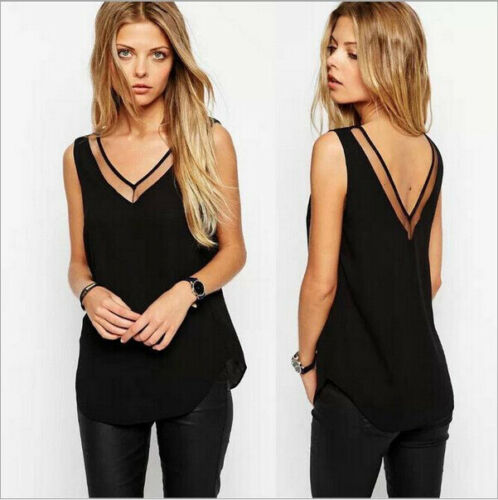 Sleeveless V-neck Blouse