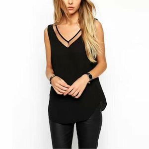 Sleeveless V-neck Blouse