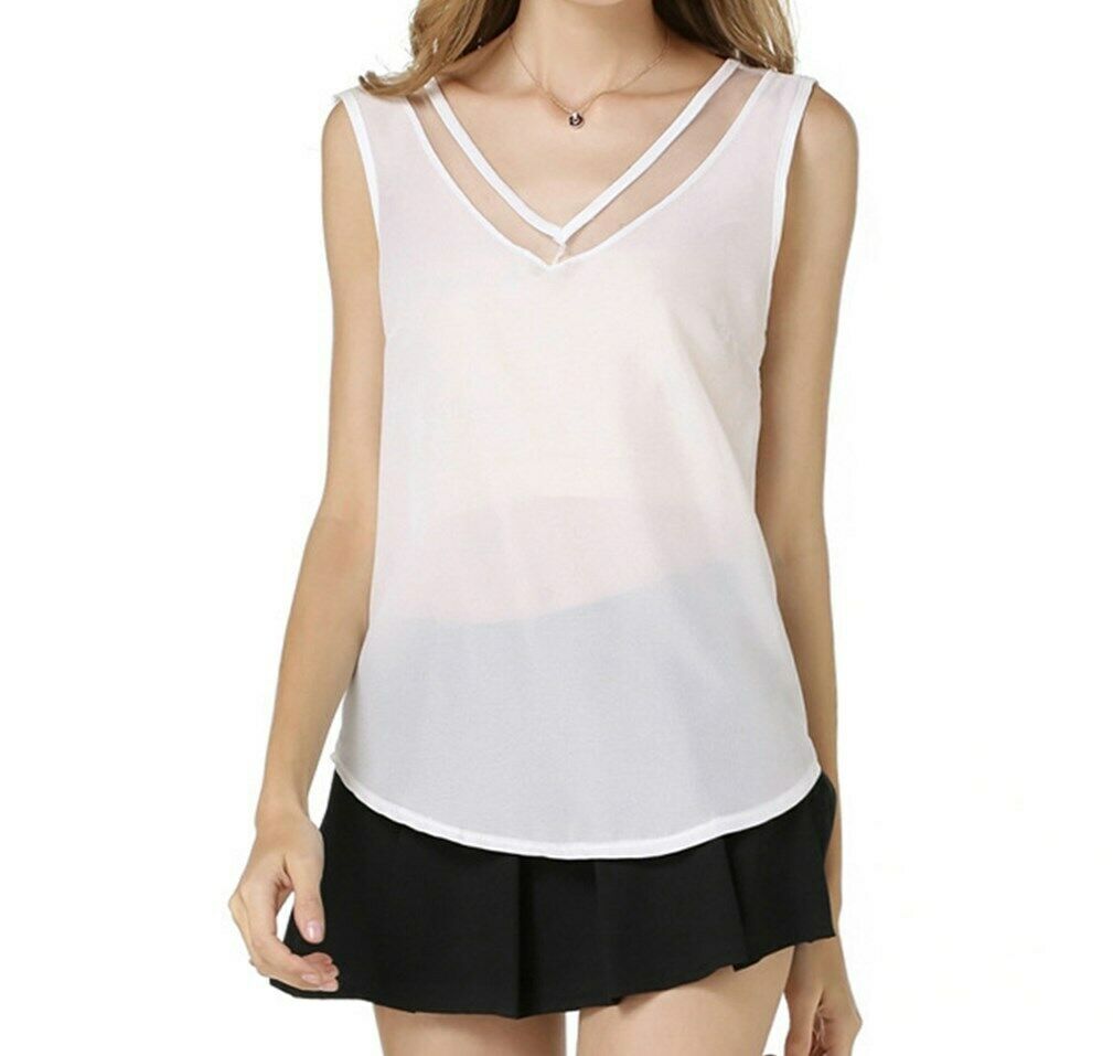 Sleeveless V-neck Blouse