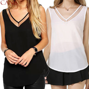 Sleeveless V-neck Blouse