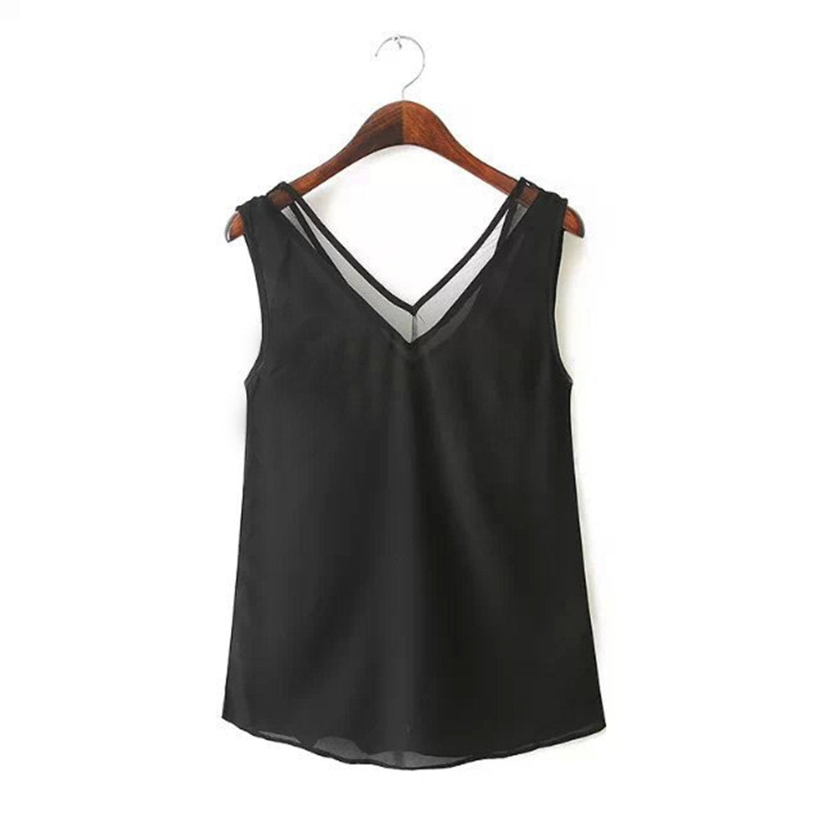 Sleeveless V-neck Blouse