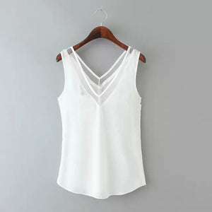 Sleeveless V-neck Blouse