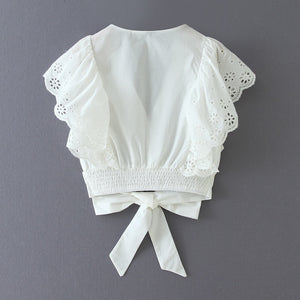 Embroidered Lace Ruffle Top