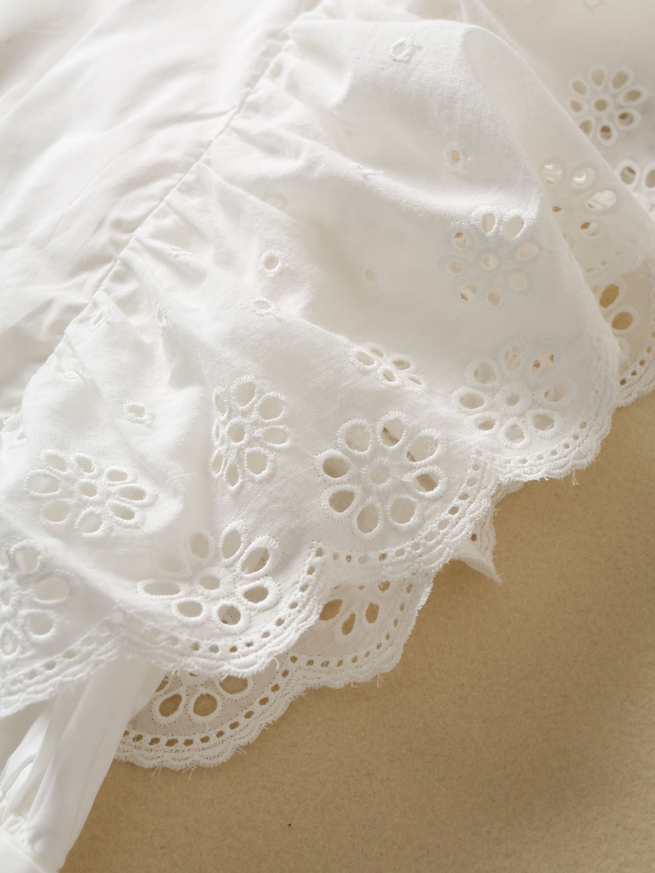 Embroidered Lace Ruffle Top