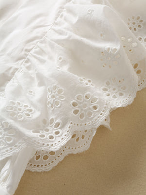 Embroidered Lace Ruffle Top