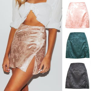 High Waist Satin Skirt