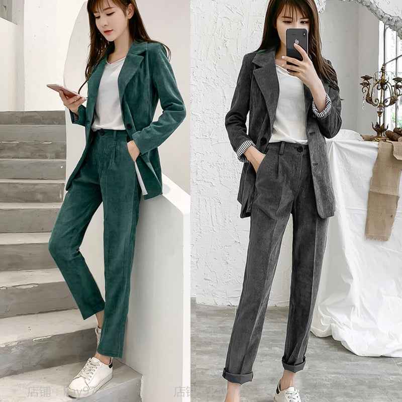 Corduroy Two-piece Suit Set