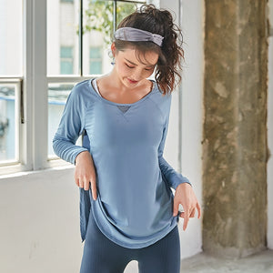 Slit back Mesh Insert Long Sleeve T-Shirt