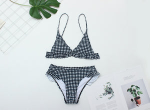 Checkered Ruffle Two Piece Bathing Suit