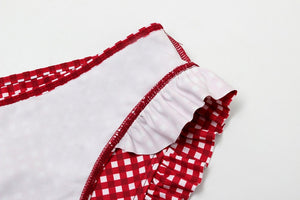 Checkered Ruffle Two Piece Bathing Suit