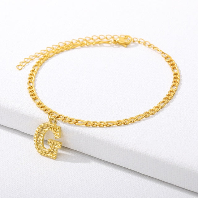 Gold Letter Anklet