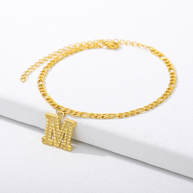 Gold Letter Anklet