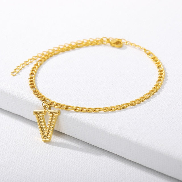 Gold Letter Anklet